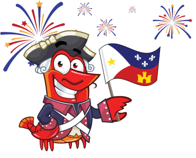 Alphonse with American flags