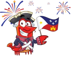 Alphonse with American flags