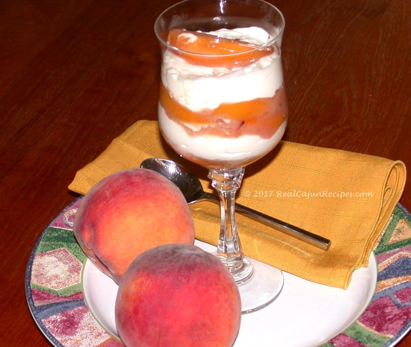 Peach Glaze Parfait with Warm Whiskey Sauce