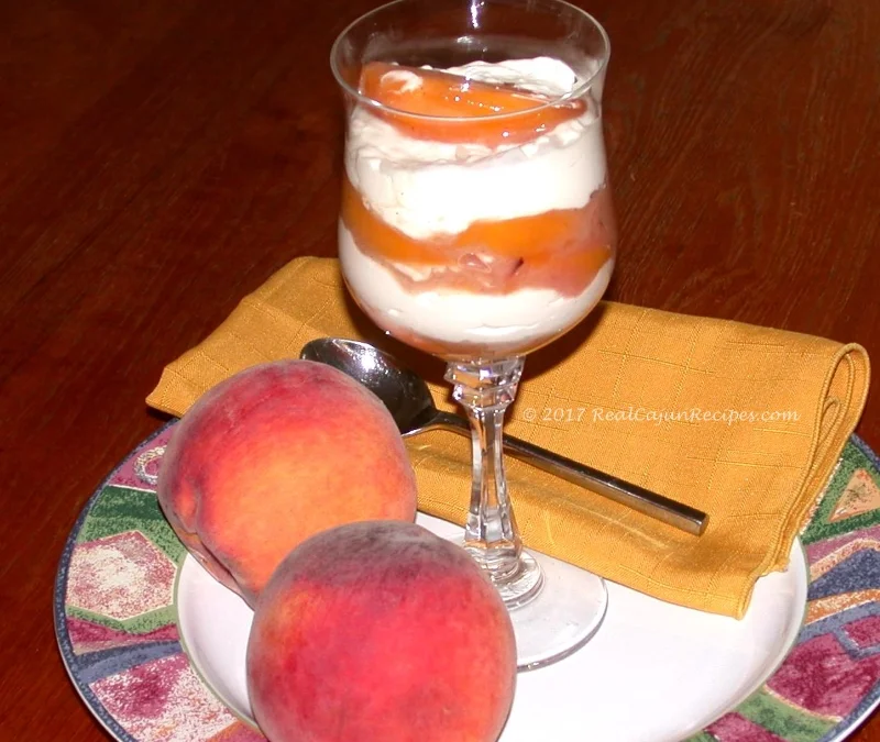 Peach Glaze Parfait with Warm Whiskey Sauce