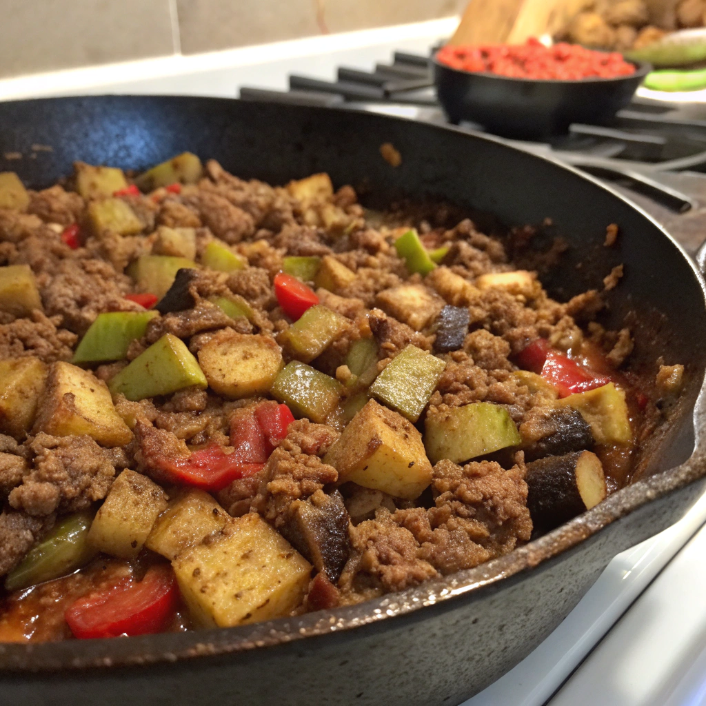 Beef Eggplant Hash