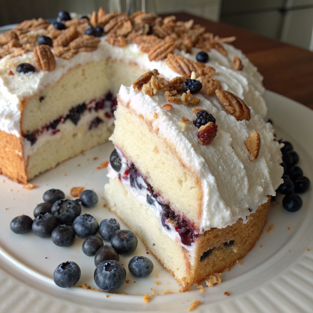 Blueberry Angel Food Cake