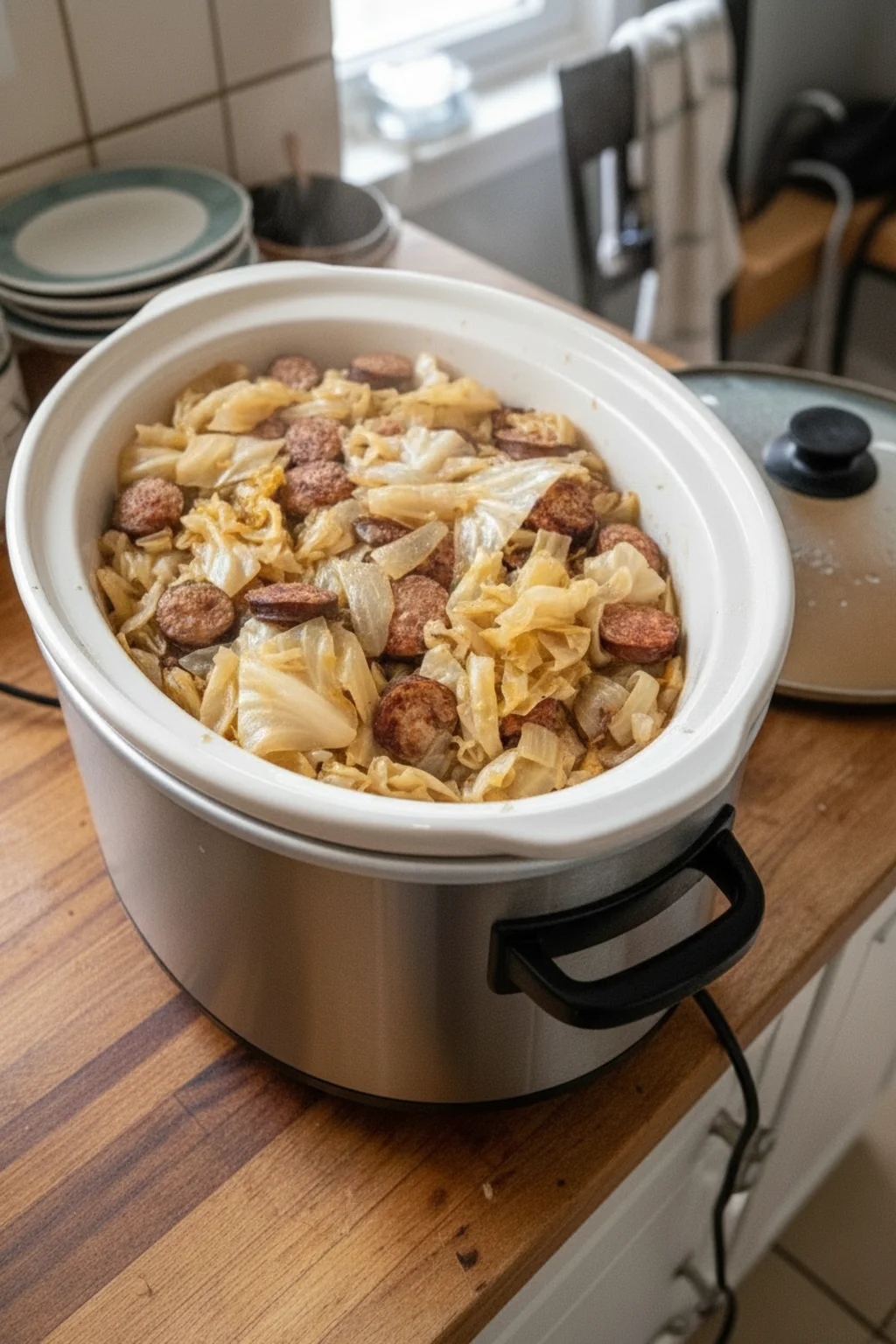 Crock-Pot Smothered Cabbage & Sausage