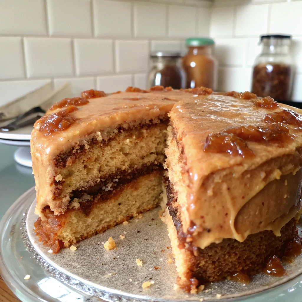 Fig Jam Cake with Caramel Frosting