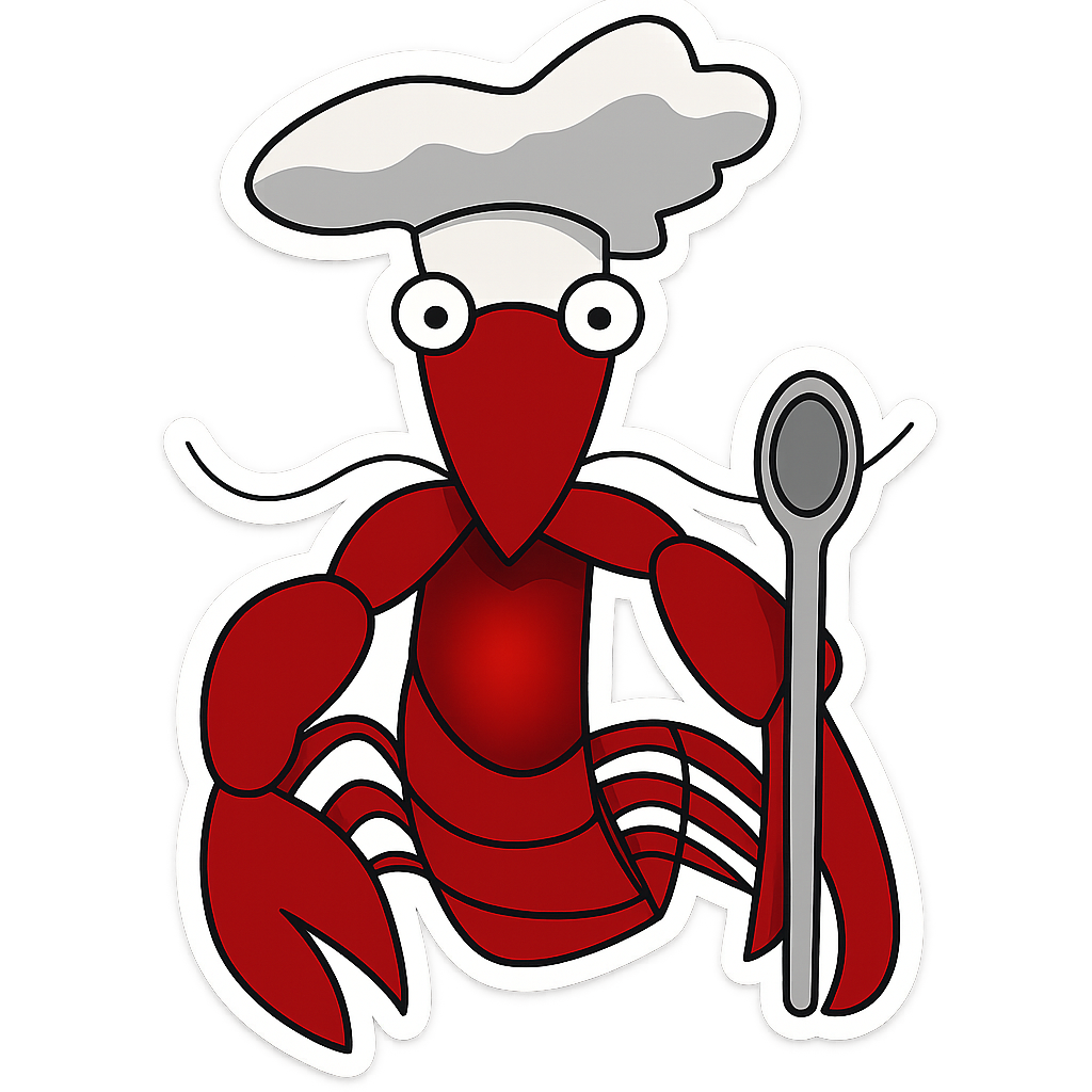 Alphonse the crawfish chef scratching his head