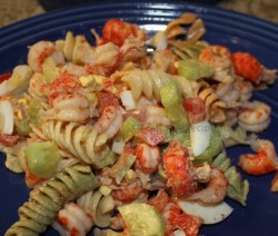 Crawfish Pasta Salad with fresh veggies