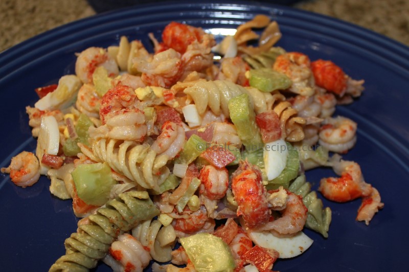 Crawfish Pasta Salad with fresh veggies