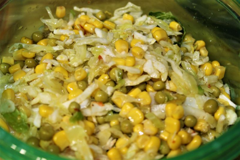 Cabbage, Corn and Green Pea Salad