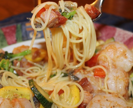 Shrimp and Tasso Pasta in Olive Oil