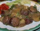 Rice Cooker Smothered Potatoes with Sausage and Tasso