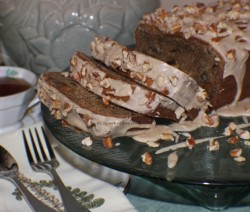 Persimmon Bread with Toasted Pecan Brown Sugar Glaze