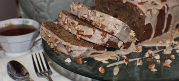Persimmon Bread with Toasted Pecan Brown Sugar Glaze