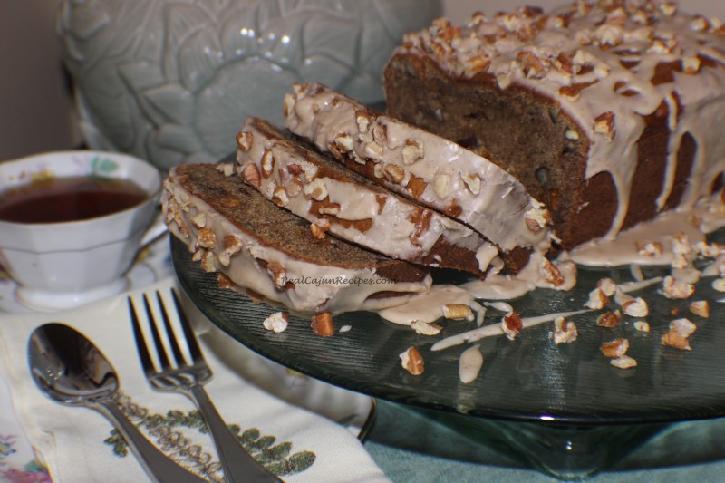 Persimmon Bread with Toasted Pecan Brown Sugar Glaze