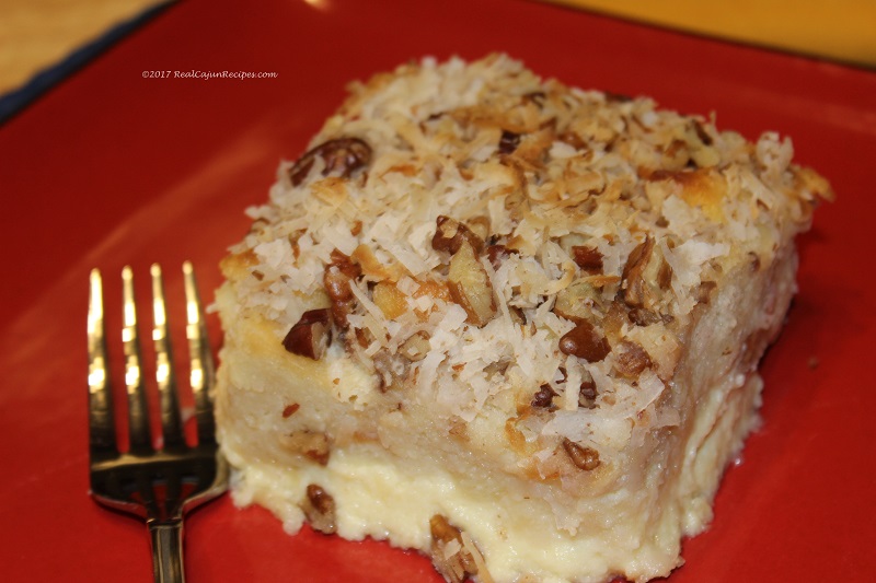 Coconut Cream Cheese Bread Pudding